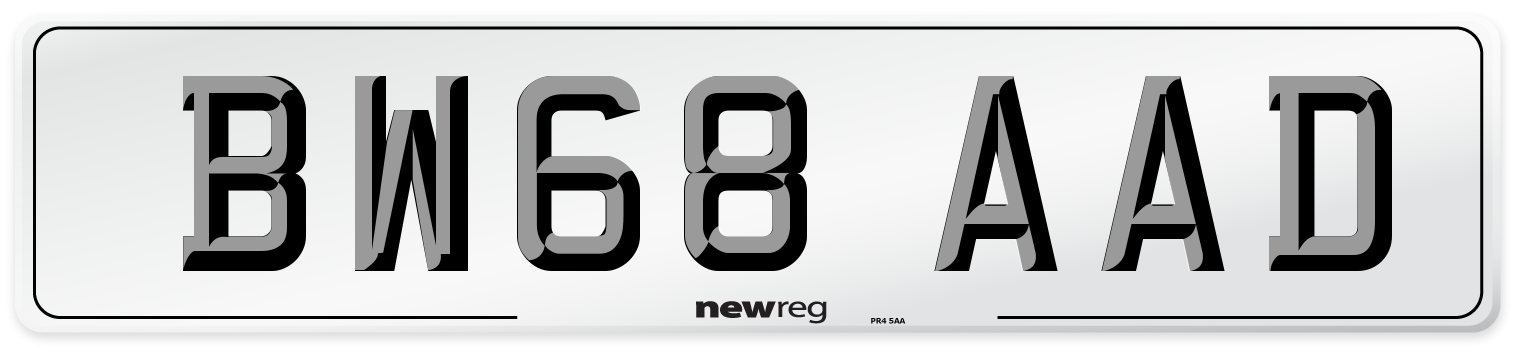 BW68 AAD Number Plate from New Reg